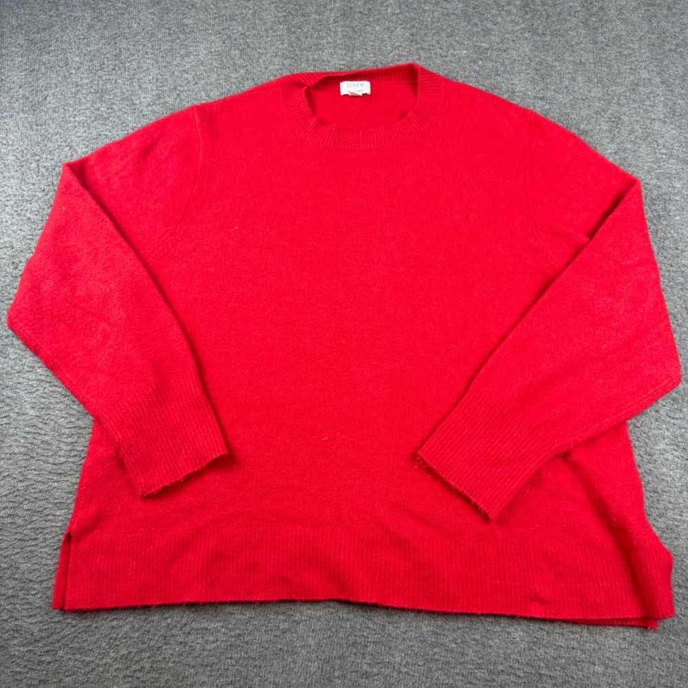 J.Crew Crewneck Sweater Women's 2X Red Extra-Soft Wool Blend Knit Pullover